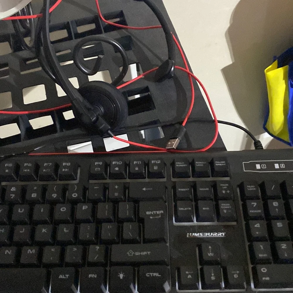 Keyboard and headphones